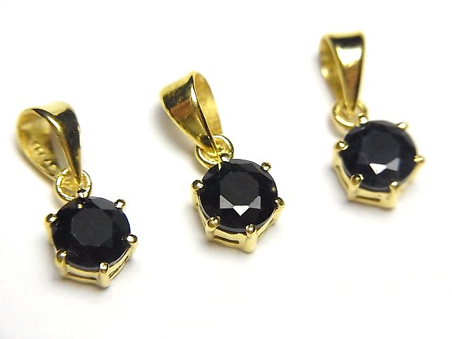 宝石質ブラックサファイアAAA ラウンドファセットカット7×6×4mm