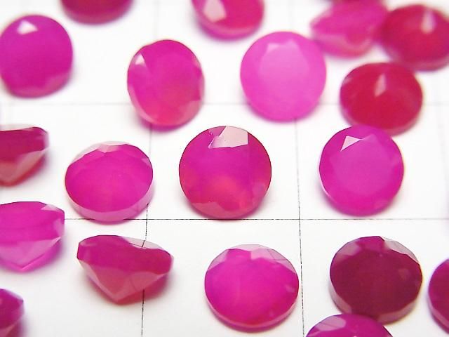 【動画】宝石質フューシャピンクカルセドニーAAA ルース ラウンドファセットカット6×6mm 5粒 サムネイル2