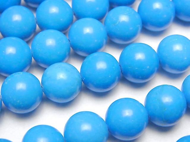 マグネサイトターコイズ ラウンド10mm ブルーカラー 1連(約37cm)の画像