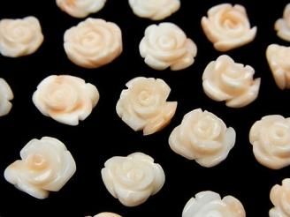 天然色ピンク~ホワイトコーラル(本珊瑚)AA++ 薔薇 【片穴】 10粒1,580円~!