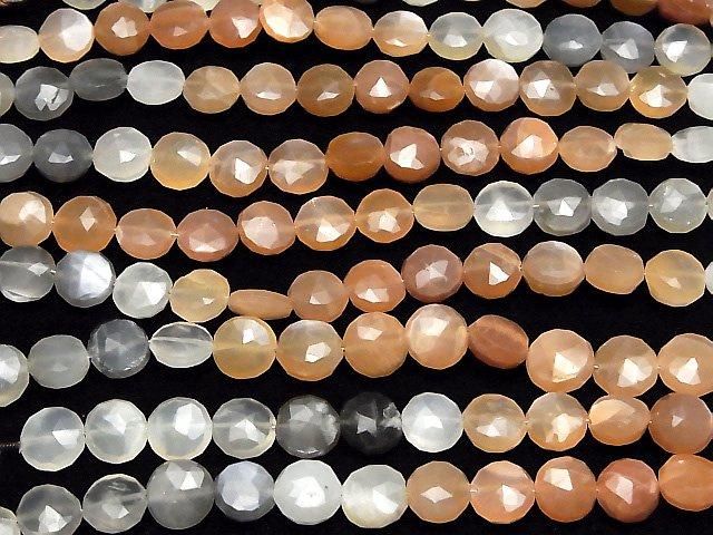 【動画】宝石質マルチムーンストーンAA++ コインカット 1連(約18cm) サムネイル4