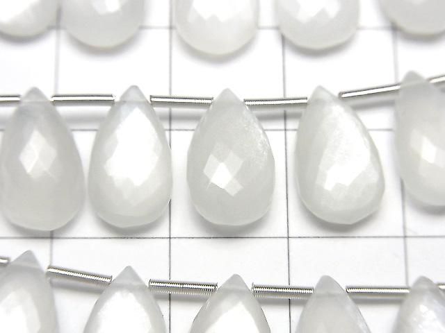 【極上カット】宝石質ホワイトムーンストーンAAA ペアシェイプ ブリオレットカット 1連(8粒) サムネイル2