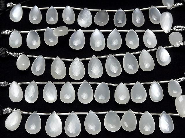 【極上カット】宝石質ホワイトムーンストーンAAA ペアシェイプ ブリオレットカット 1連(8粒) サムネイル4