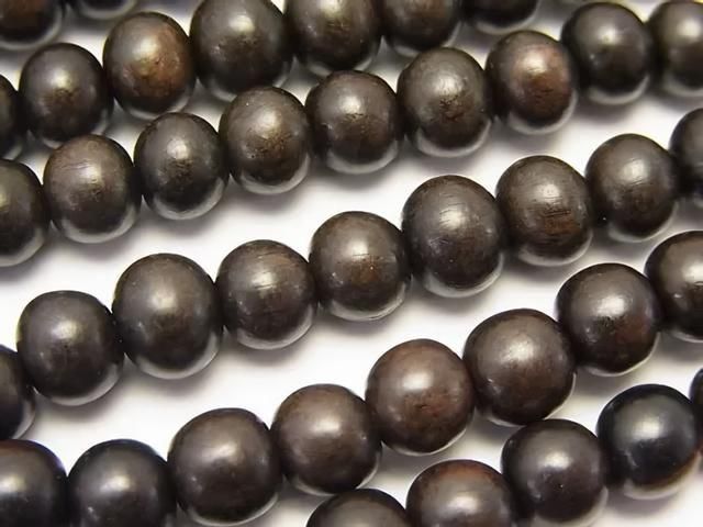 エボニー(黒壇) セミラウンド6mm 1連｜天然石ビーズの卸問屋