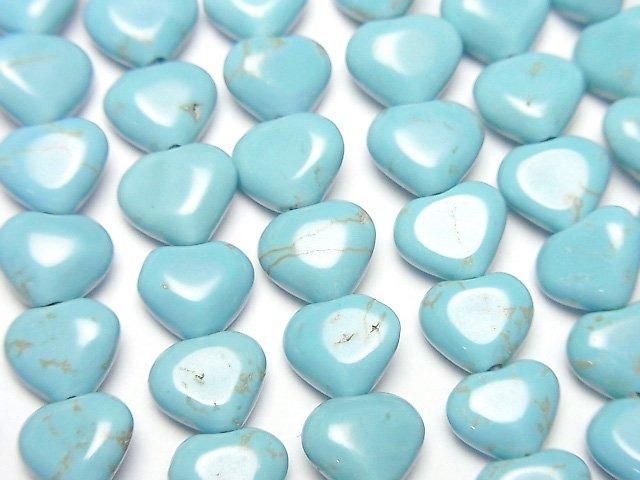 【動画】マグネサイトターコイズ 縦穴ハート7×8×4mm 1連(約38cm)の画像