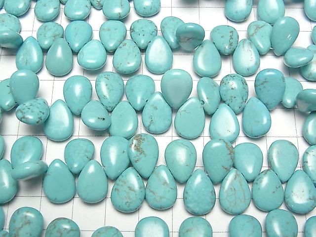 【動画】マグネサイトターコイズ ペアシェイプ14×10mm 1連(約30cm) サムネイル3