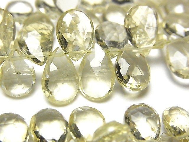 【動画】宝石質ヘリオドールAAA- ペアシェイプ ブリオレットカット 1/4連~1連(約15cm)の画像