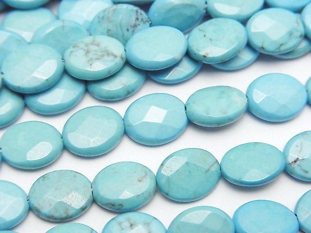 【動画】マグネサイトターコイズ オーバルカット10×8mm 1連(約37cm)の画像