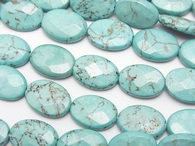 【動画】マグネサイトターコイズ オーバルカット14×10mm 1連(約37cm)の画像