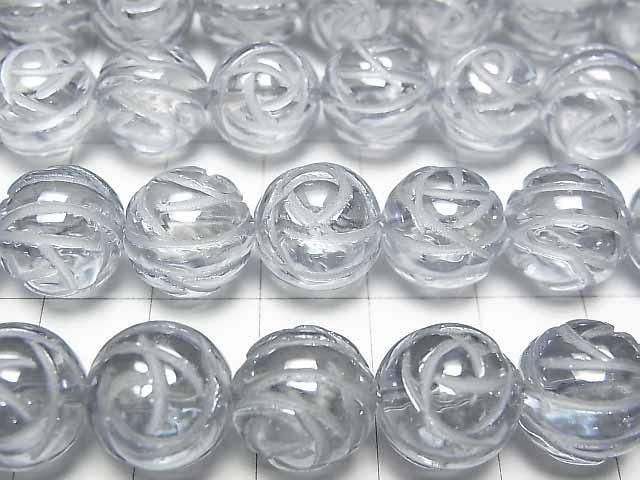 【動画】シルバーフラッシュクリスタル ラウンドローズ(薔薇)カット12mm 半連/1連(約36cm) サムネイル2