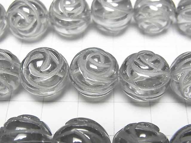 【動画】シルバーフラッシュクリスタル ラウンドローズ(薔薇)カット14mm 半連/1連(約38cm) サムネイル2