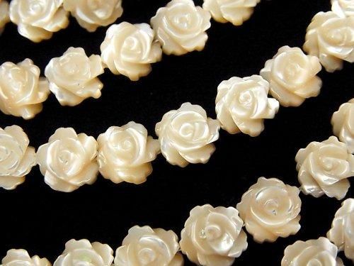 マザーオブパールAAA ベージュ 薔薇(ローズ)8mm 1/4連~1連(約36cm)の画像