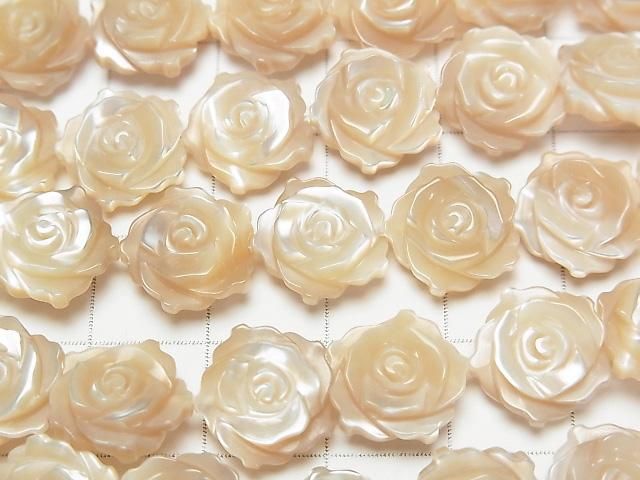 マザーオブパールAAA ベージュ 薔薇(ローズ)12mm 1/4連~1連(約32cm) サムネイル2