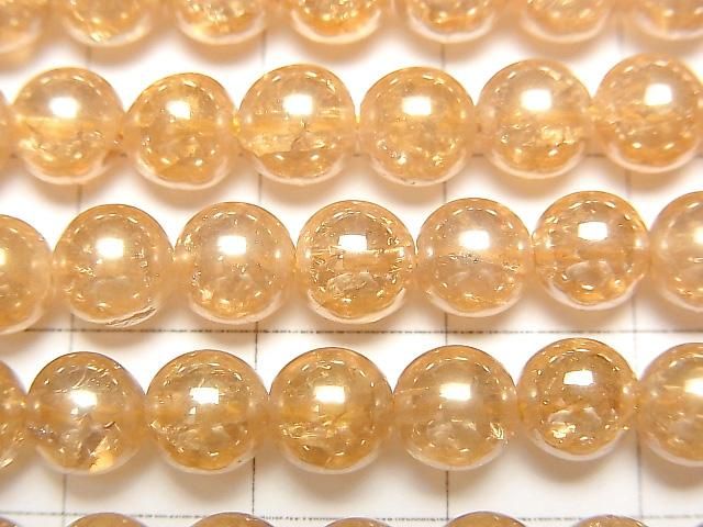 【動画】クラックシャンパンカラークォーツAAA ラウンド6mm 1連(約38cm) サムネイル2
