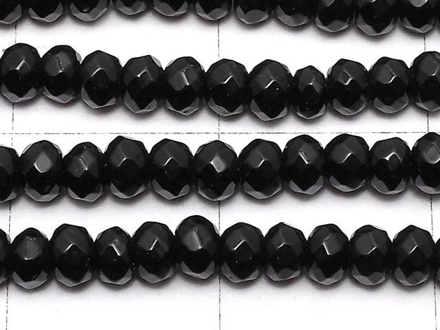 ブラックカラージェード ボタンカット3×3×2mm 1連(約35cm) サムネイル2