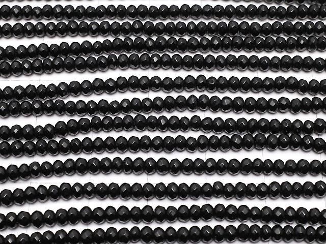 ブラックカラージェード ボタンカット3×3×2mm 1連(約35cm) サムネイル3