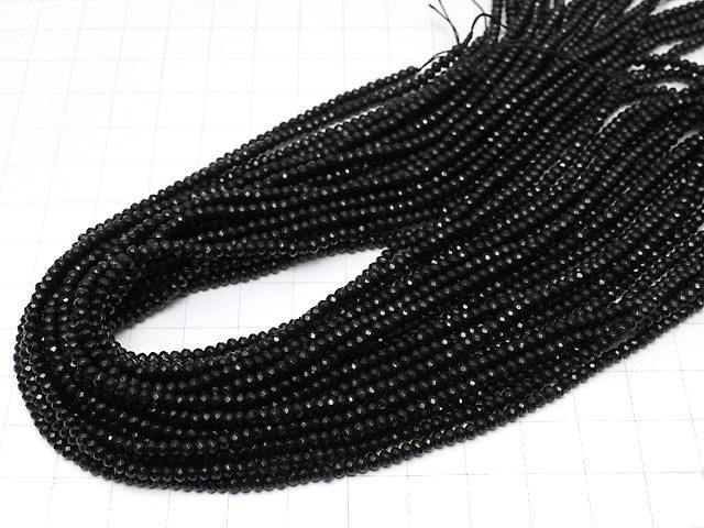 ブラックカラージェード ボタンカット3×3×2mm 1連(約35cm) サムネイル4