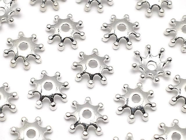メタルパーツ ビーズキャップ8×8×2mm シルバーカラー 10個の画像