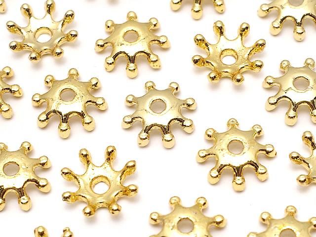 メタルパーツ ビーズキャップ8×8×2mm ゴールドカラー 10個の画像