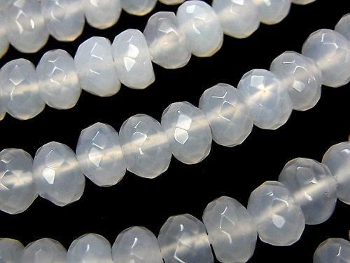 ホワイトカルセドニー ボタンカット8×8×5mm 半連/1連(約38cm)の画像