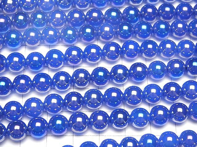 【動画】フラッシュ・ブルーカラーカルセドニー ラウンド8mm 1連(約38cm) サムネイル3