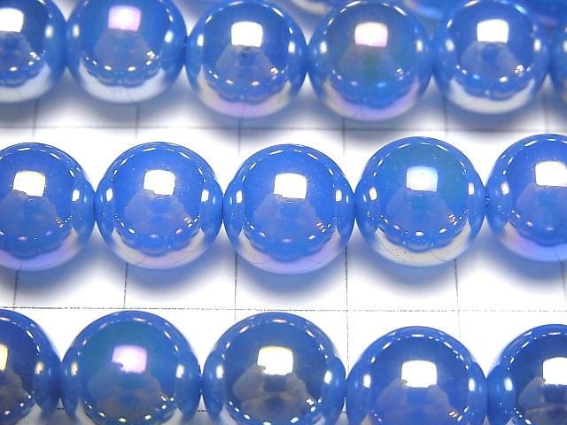 【動画】フラッシュ・ブルーカラーカルセドニー ラウンド12mm 半連/1連(約35cm) サムネイル2