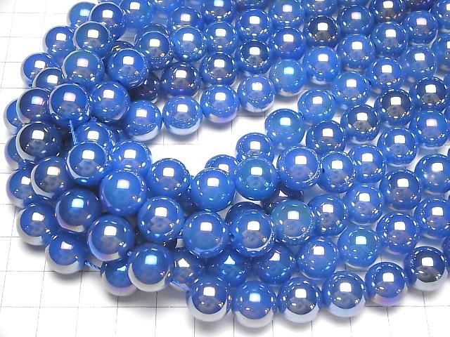 【動画】フラッシュ・ブルーカラーカルセドニー ラウンド12mm 半連/1連(約35cm) サムネイル4