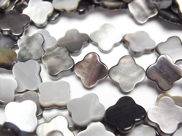 【動画】高品質ブラックシェル(黒蝶貝)AAA フラワーモチーフ10×10mm 半連/1連(約36cm)の画像