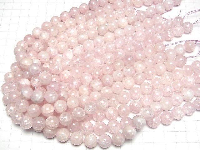 【動画】マダガスカル産クラックローズクォーツ ラウンド12mm 1連(約36cm) サムネイル4
