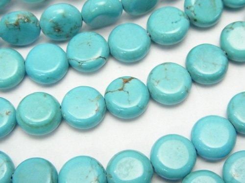 マグネサイトターコイズ コイン8×8×3mm 1連(約37cm)の画像