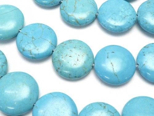 マグネサイトターコイズ コイン16×16×5mm 1連(約37cm)の画像