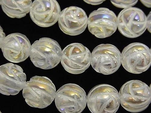 アクアクリスタル ラウンドローズ(薔薇)カット10mm 半連/1連(約36cm)の画像