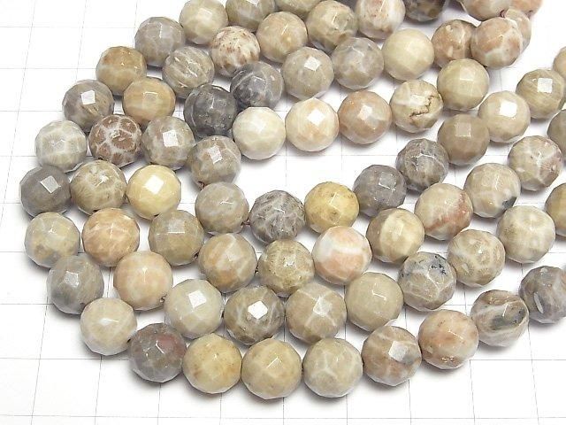 【動画】フォシルコーラル(化石珊瑚) 64面ラウンドカット10mm 半連/1連(約38cm) サムネイル4
