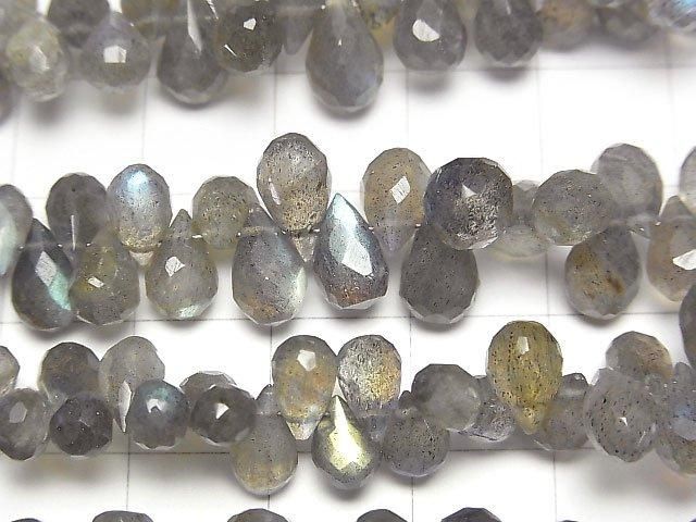 【動画】宝石質ラブラドライトAAA- ドロップ ブリオレットカット サイズグラデーション 半連/1連(約18cm) サムネイル2
