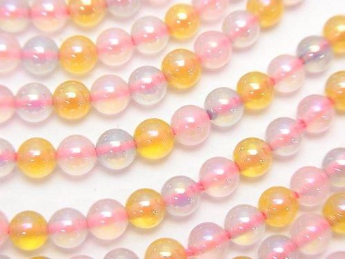 フラッシュ・マルチカラーカルセドニー ラウンド4mm 1連(約36cm)の画像