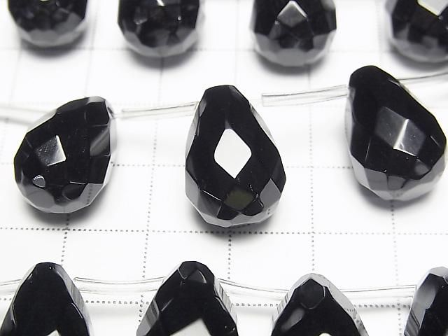 オニキス ドロップ ブリオレットカット18×12×12mm 半連/1連(約32cm) サムネイル2