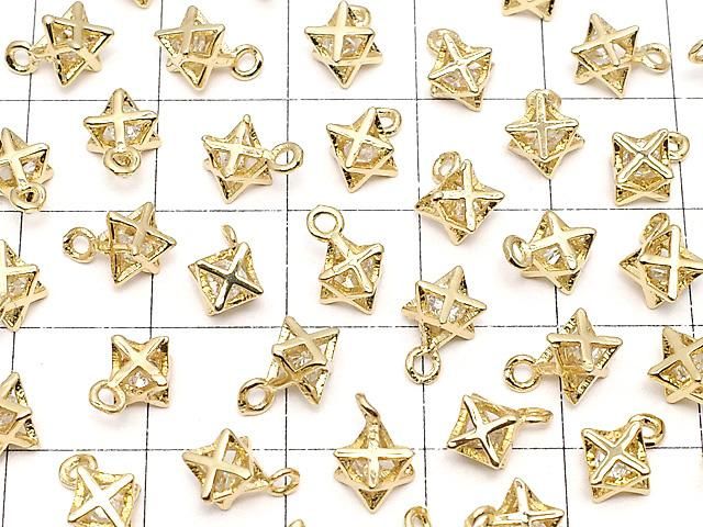 メタルパーツ CZ付きチャーム マカバ9×6×6mm ゴールドカラー 3個 サムネイル3