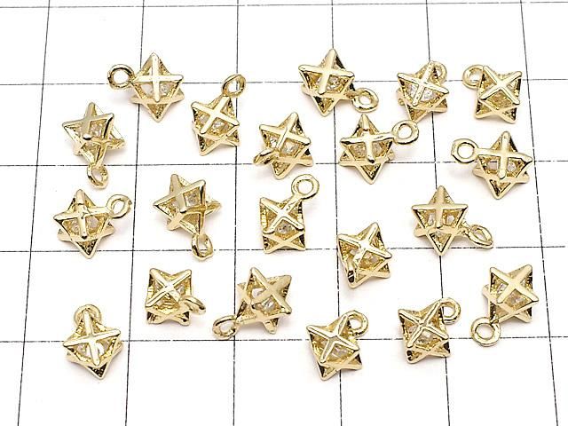 メタルパーツ CZ付きチャーム マカバ9×6×6mm ゴールドカラー 3個 サムネイル4