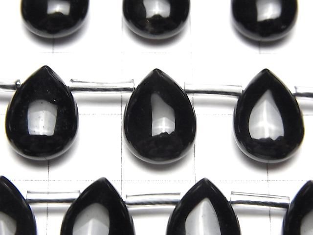 【動画】ロシア産モリオン(黒水晶)AAA ペアシェイプ(プレーン)14×10mm 半連/1連(約16cm) サムネイル2