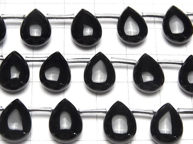 【動画】ロシア産モリオン(黒水晶)AAA ペアシェイプ(プレーン)14×10mm 半連/1連(約16cm) サムネイル3