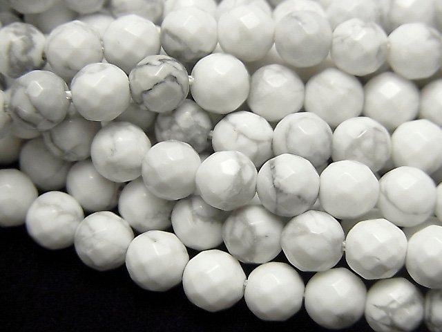 【動画】ハウライト 64面ラウンドカット6mm 1連(約37cm)の画像