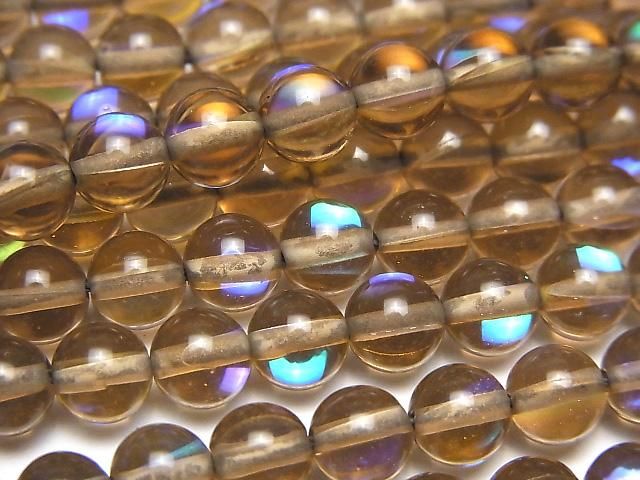 【動画】ブラウン ルナフラッシュ ラウンド6mm 1連(約37cm)の画像