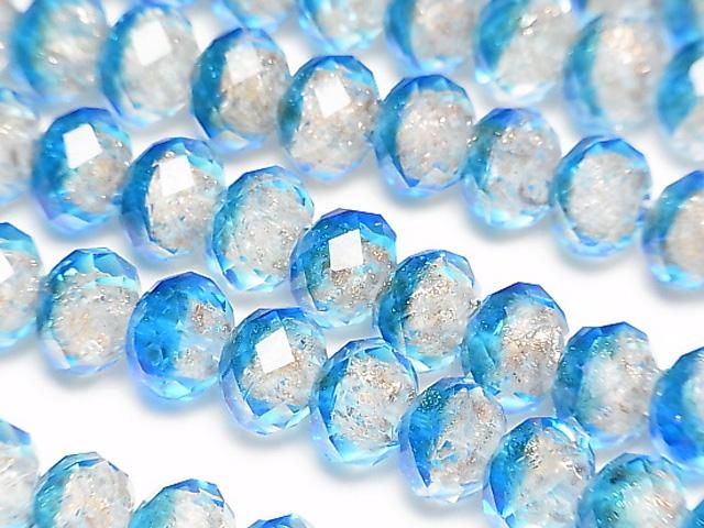 とんぼ玉 ボタンカット10×10×7mm 【ライトブルー】 半連/1連(約34cm)の画像