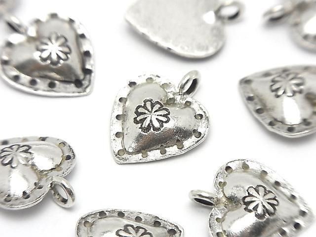カレンシルバー 模様入りハートモチーフチャーム 18×14×3mm 1個の画像