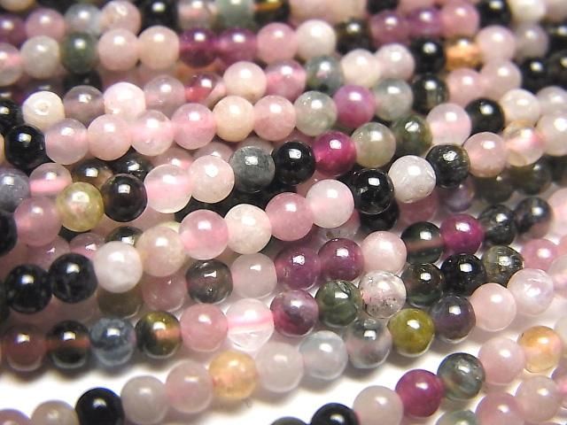 【動画】マルチカラートルマリンAA+ ラウンド3mm 1連(約38cm)の画像
