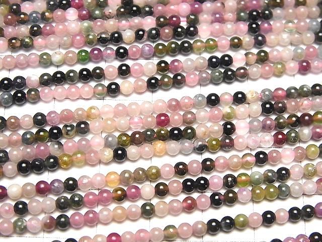 【動画】マルチカラートルマリンAA+ ラウンド3mm 1連(約38cm) サムネイル3