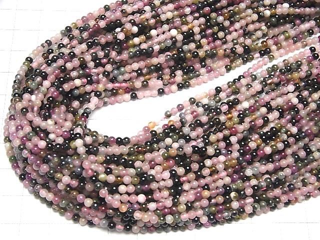 【動画】マルチカラートルマリンAA+ ラウンド3mm 1連(約38cm) サムネイル4