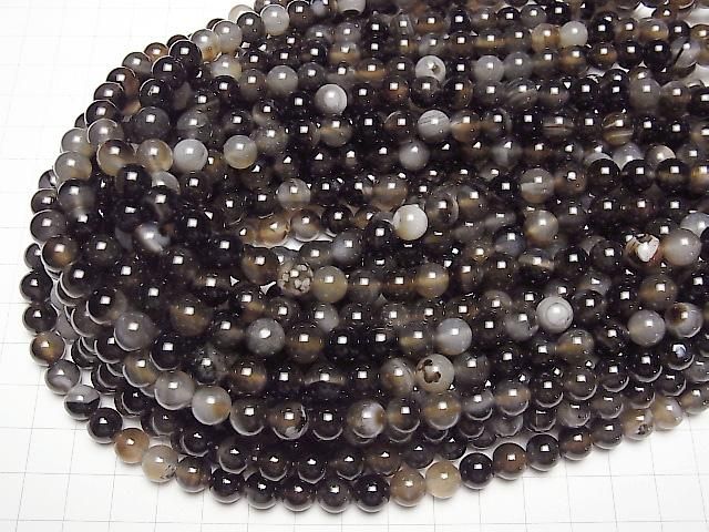 マダガスカル産ブラックストライプアゲート ラウンド8mm 1連(約38cm) サムネイル4