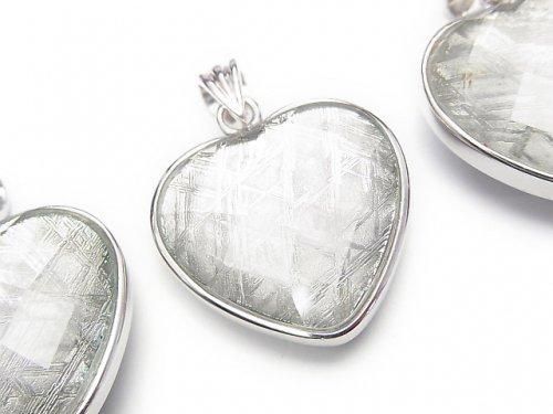 メテオライト(ムオニナルスタ隕石) ペンダントトップ ハートカット20×22×10mm 両面仕上げ SILVER925製 1個の画像