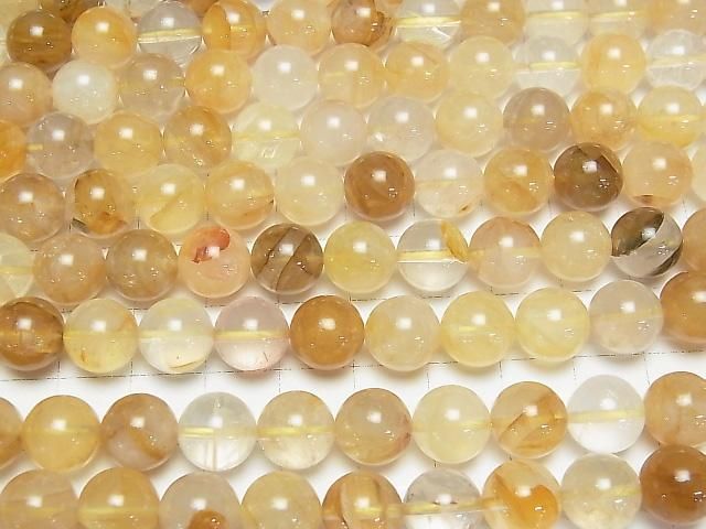 【動画】イエローヘマタイトクォーツ ラウンド10mm 半連/1連(約36cm) サムネイル3